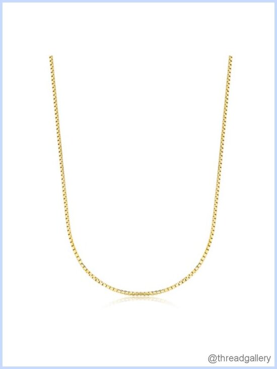 Jewelry - 14K Yellow Gold Square Box Chain Necklace Unisex 16in Spring Ring Clasp